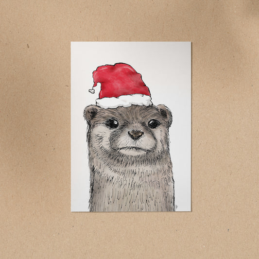 POSTKARTE | Otter Fiete - Weihnachtsmütze