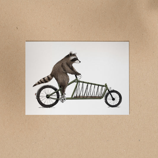 POSTKARTE | Waschbär Rico - Lastenrad