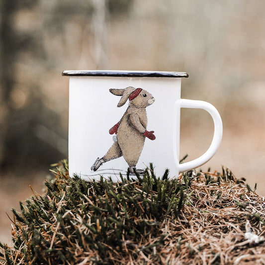 EMAILLE Tasse | Hase Clara | Schlittschuhe